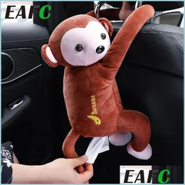 Vävnadslådor servetter Creative Cartoon Monkey Home Office Car Hanging Paper Servit Tissue Box ER Holder Portable 220523 Drop Delive DHL7S