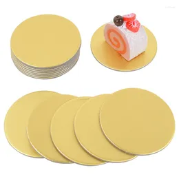 Backformen Werkzeuge Goldene Runde Kuchen Matte Mousse Boden Lebensmittel Einweg Dessert Snack Display DIY Tisch Tablett Party Dekoration Lieferungen