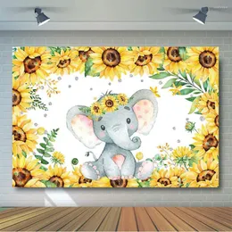 Party Decoration Elephant Sunflower Backdrop Baby Shower Decorations Backdrops Kids Birthday Banner Cake Table