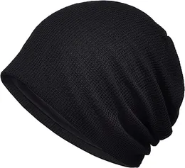 Kvinnors baggy casual kemo beanie fast färg unisex män skallies tunna mössor mössa stickad bomullshatt