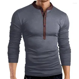 Men's T Shirts Bigsweety 2022 S Spring Autumn Mens Slim Fit V Neck Button Long Sleeve Muscle Tee T-shirt Casual Tops 4 Color Wholesale
