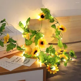Saiten 2M 20 LED Lichterkette Sun Flower Garland String Weihnachtsdekorationen für Hausgarten Terrasse Navidad Hochzeitsdekor