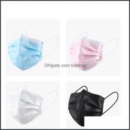 Designer Masks Disposable Face Masks Adt Kids Colorf Mask 3 Layer Balck Dust Mouth Er 3Ply Nonwoven Chilidren 19 Drop Delivery Home Dha5T