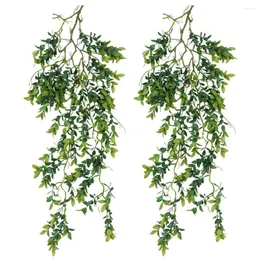 Decorative Flowers Hanging Vine Plants Artificial Fake Wall Faux Leaves Decorativas Artificiales Green Ivy Plantas Greenery Vines Plastic