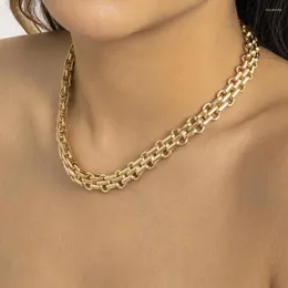 Chains Retro Geometric Hip Hop Metal Clavicle Necklace Women Punk Gold Silver Color Chain Collar Neck Fashion Female Teen Jewelry