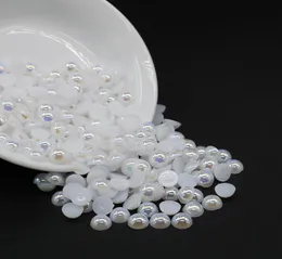 Ganze ABS -halbe Perlenperlen reine weiße AB -Farbe All -Size Flatback -Kleber auf Strass für Kleidung Dekoration8774349