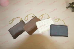 ジッパーフックウォレットコイン財布キーポーチラグジュアリーショートウォレット格子縞の古いフラワースタイルデザイナー小交換マネーバッグチェックバッグ