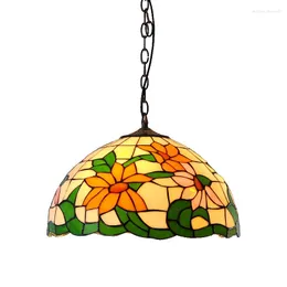 Pendant Lamps Sunflower Glass Chandeliers Factory Direct 40CM American Pastoral Countryside Lighting Living Room Kitchen With Dining Table