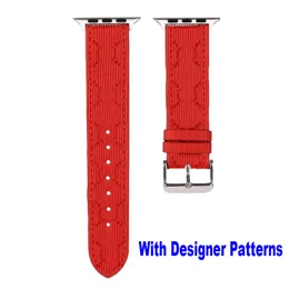 Роскошные G -дизайнерские ремешки для часов для Apple Watch 8 Watch Band Fashion Pu кожаные браслетные полосы моды 41 мм 45 мм 42 мм 38 мм 44 мм 44 мм iWatch 2 3 4 5 6 7 Se8 Black Red