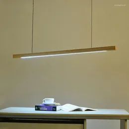 Lampy wiszące japońska restauracja żyrandol Nordic BAR NOSPORTOWANY Minimalistyczny lity drewno zen herbaciarnia oświetlenie LED Long wiszące światło