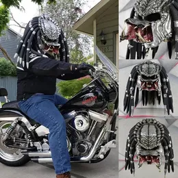 Maski imprezowe Predator kask motocyklowy lateksowe nakrycia głowy na całą twarz kostium Cosplay na Halloween Prop Takerlama Alien Movie 221110