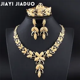 Wedding Jewelry Sets Jiayijiaduo Crystal Heart Fashion Bridal African Gold Color Necklace Earrings Bracelet Women Party 221115