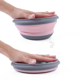 3Pcs/Set Bowl Sets Silicone Folding Lunch Bento Box Pink Collapsible Food Storage Container for Camping Picnic