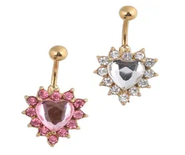 Ringue de shinestone inoxidável Crystal Belly Button Buttle Ring Piercing Heart Design Brand New9556354