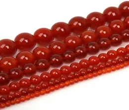 붉은 마노 구슬 468101220mm 둥근 천연 돌 구슬 보석 제조 DIY 브레이슬릿 목걸이 9540501을위한 빨간 카넬 비드