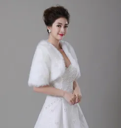 Real Po Wedding Bolero envolturas con media manga que chaqueta de novia de piel sint￩tica de marfil en stock