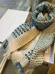 High Quality Classic Knitted Versatile Scarf Blue White Color Fashion Shawl Warm in Autumn and Winter