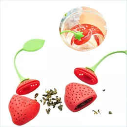 أدوات شاي القهوة stberry شكل الطعام درجة Sile Tea Infuser مصفاة مرشح السيليكا هلام كيس الشاي أدوات كوب شماعات إسقاط التسليم DHD91