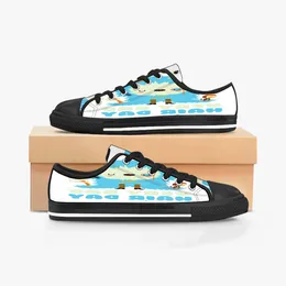 Männer Frauen DIY individuelle Schuhe Low Top Canvas Skateboard Sneakers Triple Black Individualisierung UV-Druck Sport Sneakers Kele Two