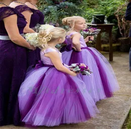 Новый 2018 Pretty Purple Flower Girl Dress Floy Длина бального платья детские свадебные платья для девочек рождественские платья8990852