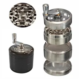 도매 50mm 4layer Hadle Crank Metal Herb Grind 흡연 드라이 허브 사용자 정의 OEM OM ODM 로고 Sharpstone Tobacco Grinders