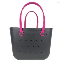 Evening Bags 18.5 Inches Large Hole Charms Basket Bog Silicone Beach Bag Tote Waterproof Washable EVA Durable Open 2022