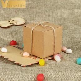 Present Wrap 10st Brown Kraft Boxes Wedding Party Favors 2 "Candy Bags Wrapping Supplies 221108