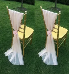 Blush pembe şifon sandalye çiçekleri ile kanatlar taban uzunluğu fırfırlar yaratıcı düğün dekorasyon sandalyesi ucuz el yapımı düğün9787318 kapsar