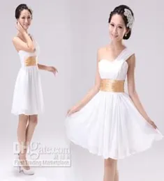 2015 new arrival in stock cheap short bridesmaid dresses one shoulder knee length chiffon Homecoming dresses1882761