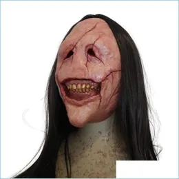 Party Masks Party Masks Halloween Devil Horror Long Hair Demon Decoration Horrible Latex Props Cosplay Costumes 220920 Drop Delivery Dhid6