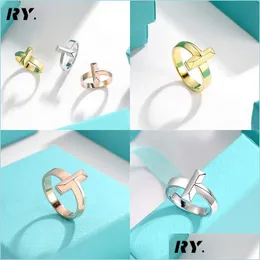 Band Rings Band Rings Luxury Designer Tshaped Simple Par Fashion Cupronickel Original Design Love Jewelry Drop Delivery 18xd6 Dhkov