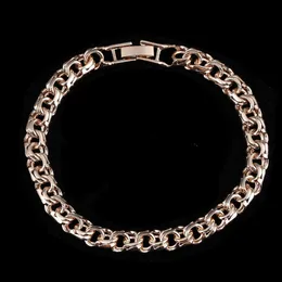 Charm Bracelets Bismark 585 Rose Gold Color Jóias Uma Forma de Tecelagem Longo 7MM de Largura Mão Catenária Homens e Mulheres 221114