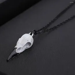 Pendant Necklaces 3D Raven Skull Necklace Resin Crow Gothic Gift Goth Jewelry