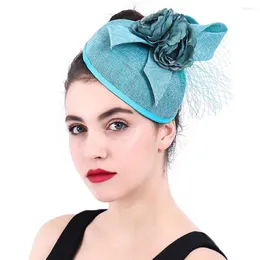 Kopfschmuck Nachahmung Sinamy Millinery Fancy Flower Hochzeit Kopfschmuck Braut Elegant Mariage Fascinator Schleier Hut Haarnadel Kopfbedeckung