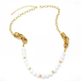 Pendant Necklaces FLOLA Half Pearl Necklace Twist Chain Choker For Women Gold Plated Jewelry Gifts Collares Para Mmujer Nkeb488