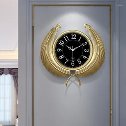 Relógios de parede American Light Luxury Clock Room Home Home Restaurant Moda Personalidade Criativa Decoração de Arte