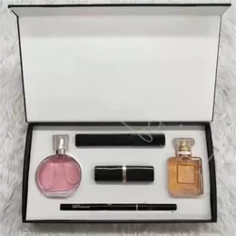 5 em 1 Perfume Conjunto Cosméticos Coleção Presente de Natal Rímel Impermeável Delineador Cosmético Batom Fosco Maquiagem Parfum Kit