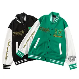 Мода Walph Lattice Baseball Uniform Jackets для мужской писем вышива с длинным рукавом свободный инспир