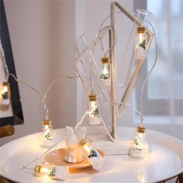 Strings 2m/6,5 pés 10 luminosas de árvore de Natal com garrafa de vidro de vidro desejando luminárias de luz de fada para festa externa em interior quente