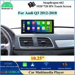 Qualcomm 8 Core 10,25 tum Android 12 CAR DVD-spelare för Audi Q3 2012-2018 Auto GPS Navigation Multimedia Monitor CarPlay Bluetooth 4G WiFi
