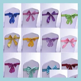 SASHES الزفاف كرسي ER SASHES ساتان SASH BOW TIES Butterfly Craft Decoration for Banquet حفلة إسقاط التسليم المنسوجات الحديقة ER DHZHU