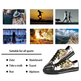 Scarpe personalizzate fai-da-te Classic Canvas Skateboard casual Accetta tripla personalizzazione nera Stampa UV low Cut sneakers sportive da donna da uomo impermeabili taglia 38-45 COLOR209