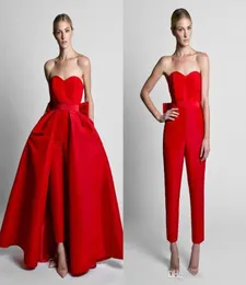 Krikor Jabotian Red Jumpsuits Formal Vestidos de noche con falda desmontable Sweetheart Prom Vestidos de ropa Pantalones para mujeres Cust2409938