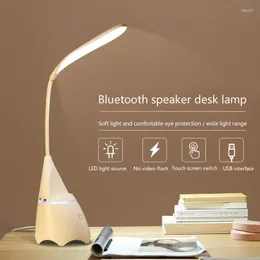 Lampade da tavolo Altoparlante Bluetooth da tavolo multifunzione Lampada da scrivania Protezione per gli occhi Luce notturna Ricarica audio USB Apprendimento