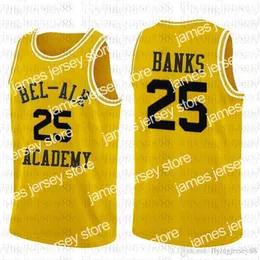 College Basketball은 Bel-Air 14의 신선한 왕자 14 Will Smith Jersey Academy 영화 버전 Jersey #25 Carlton Banks Jerseys Green Yellow Emboidery S 99