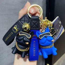 Schlüsselanhänger Original coole Harz Bulldogge Schlüsselanhänger Männer und Frauen süße und exquisite Welpenpuppe Schlüsselanhänger Paar Taschenanhänger T220909