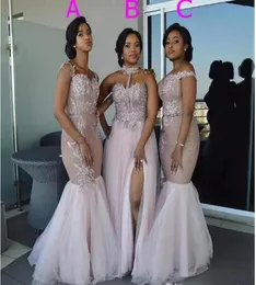 African Mermaid Bridesmaid Dresses Long Mixed Style Appliques Off Shoulder Wedding Guest Wear Split Side Maid Of Honor Gowns Prom 8460218