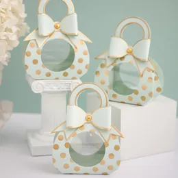 Gift Wrap 5Pcs Portable Candy Bag Cute Bow Mini Box for Party Baby Shower Paper Chocolate Wedding Favours es 221108