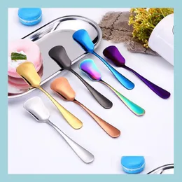 Spoons Creative Ice Cream Spoon Stainless Steel Titanium Plated Coffee Stirring Spoons Dessert Scoop Drop Delivery Home Garden Kitch Dhsfp