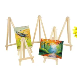 Andra evenemangsfestleveranser 5st Natural Wood Mini Easel Frame Artist TripoD för P O Målning Vykort Display Holder Wedding Table Number Name Card Stand 221110